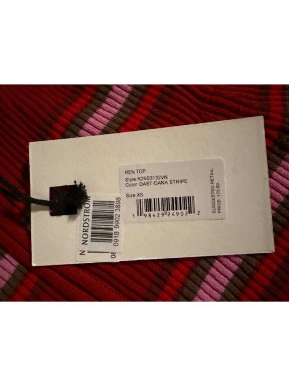 STAUD Ren Ribbed Polo Red White XS NWT Zip Front Stripe Knit Top - Picture 3 of 5